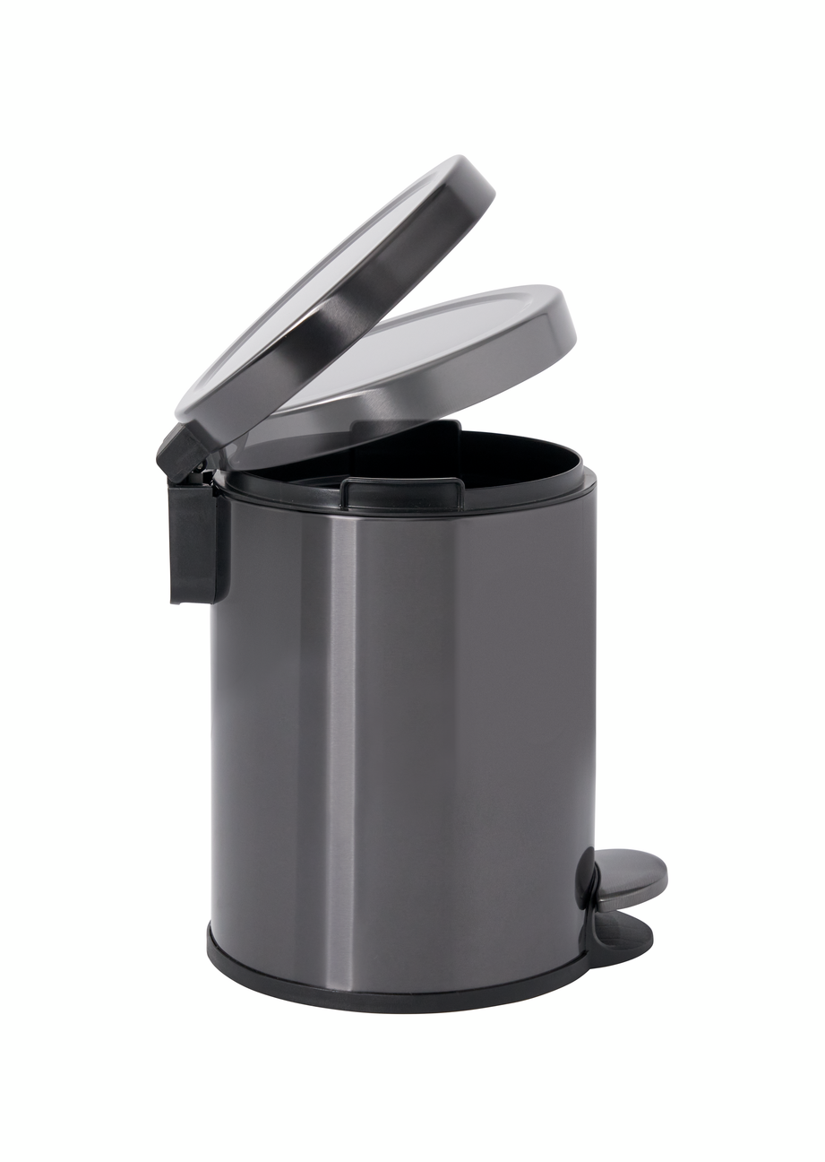 POUBELLE 6L A PEDALE INOX CHARBON