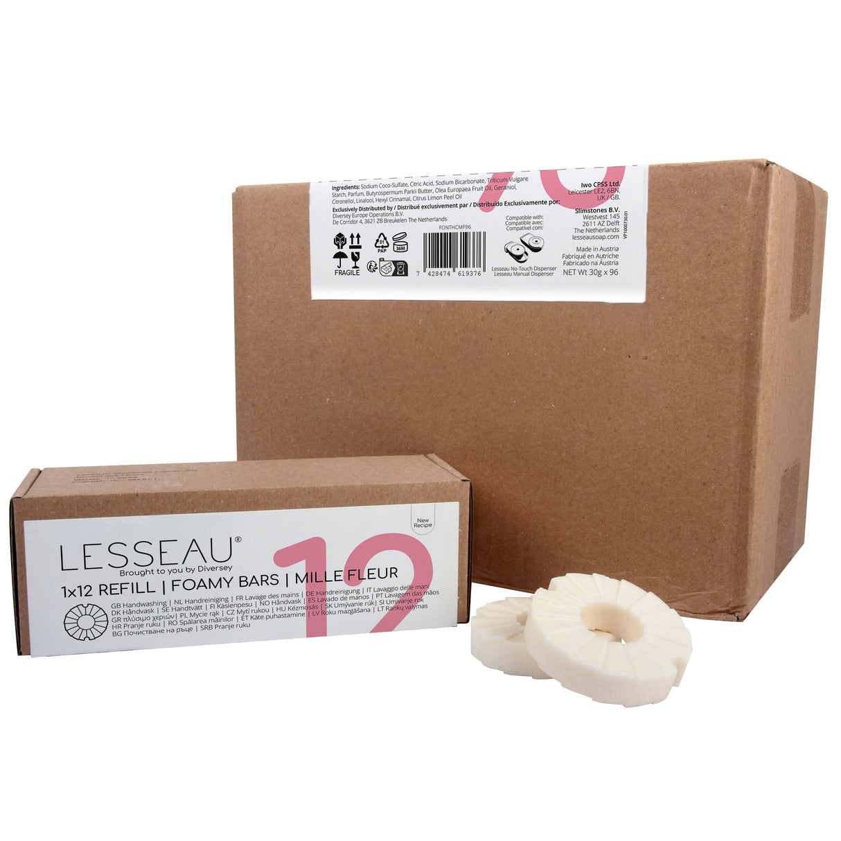 PAIN NETTOYANT POUR LES MAINS PARFUMÉ LESSEAU 32G X12