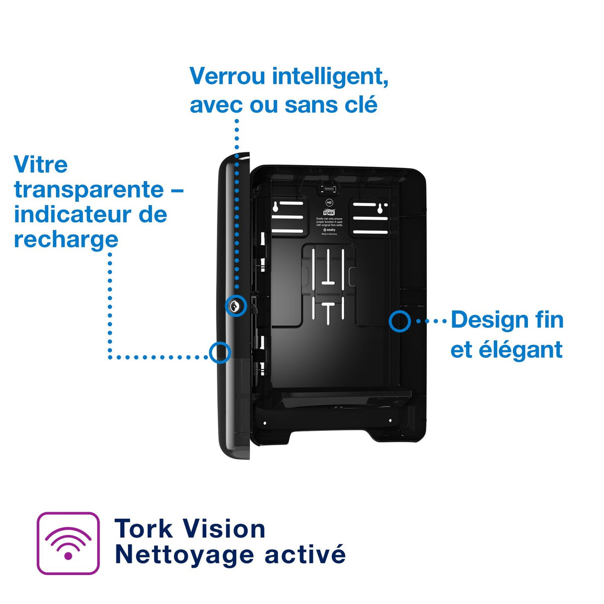 DISTRIBUTEUR D’ESSUIE-MAINS PLIÉS TORK XPRESS® H2 NOIR