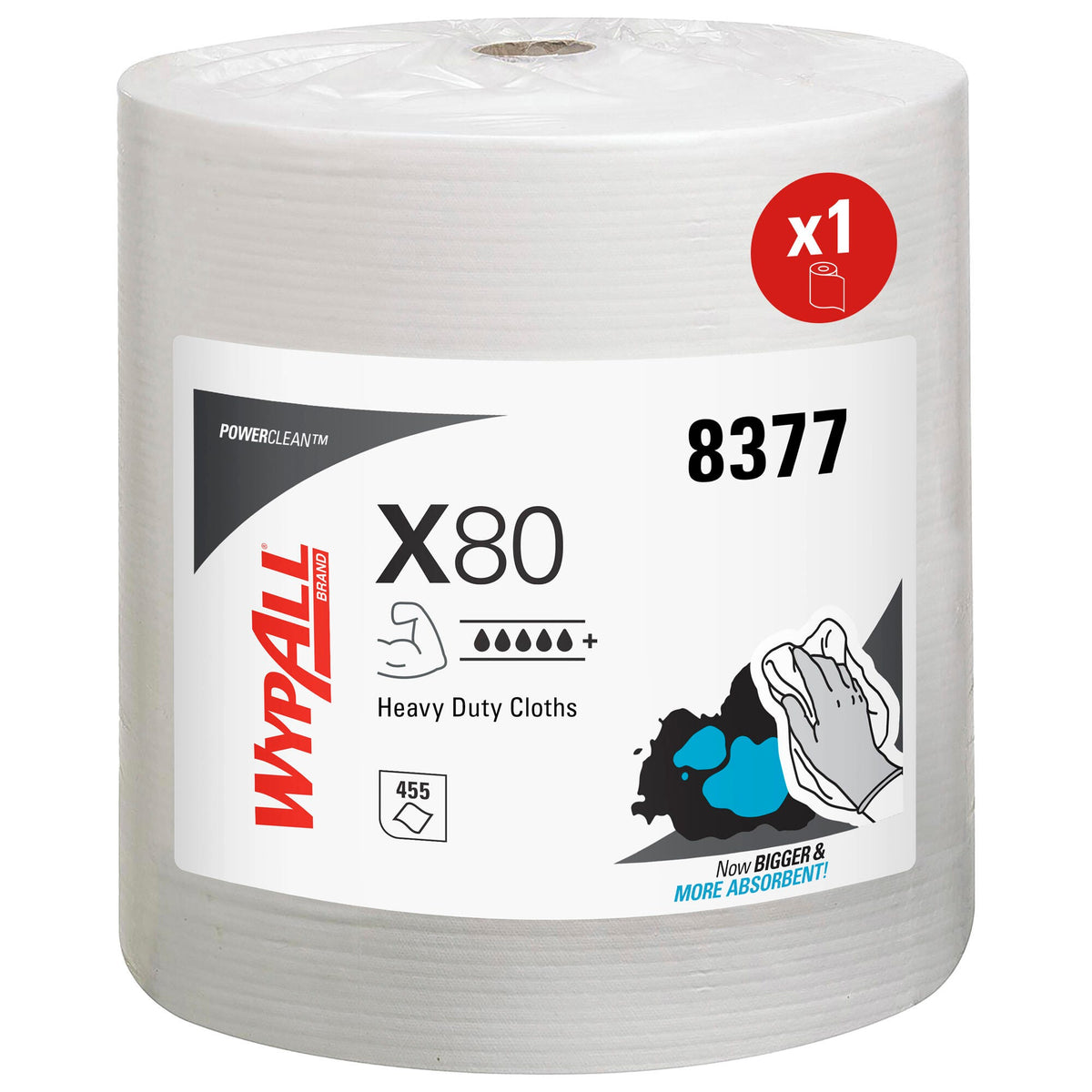 BOBINE DEVIDAGE CLASSIQUE NON TISSE WYPALL X80 BLANC 475 FORMATS 31,5X31CM