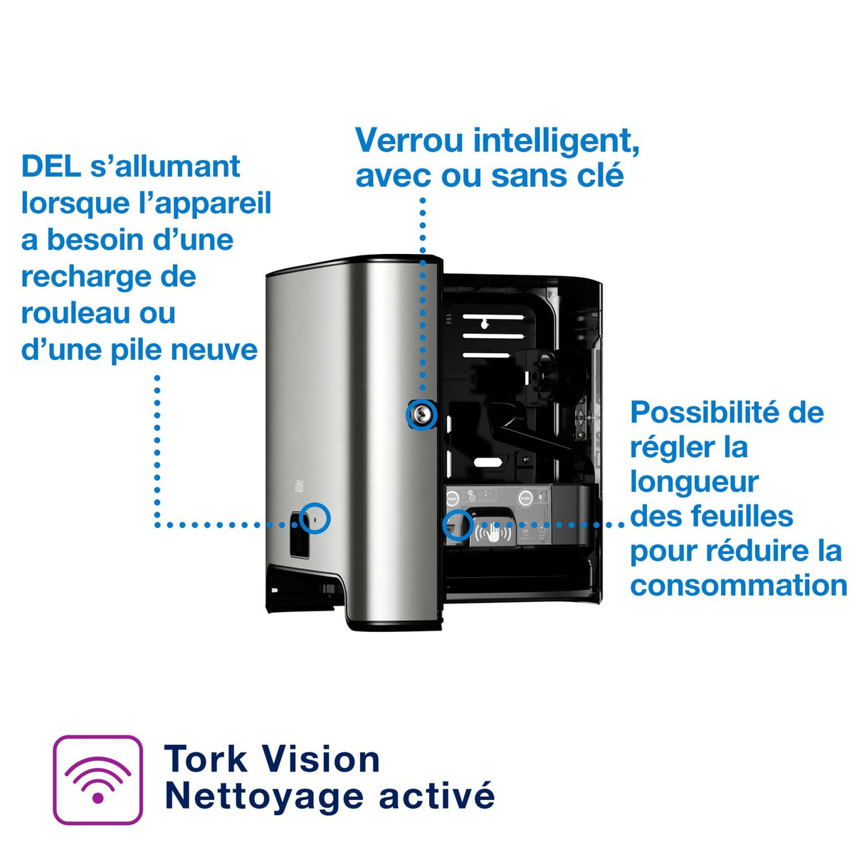 DISTRIBUTEUR D'ESSUIE-MAINS ROULEAUX À DÉTECTION OPTIQUE TORK MATIC® H1 GRIS