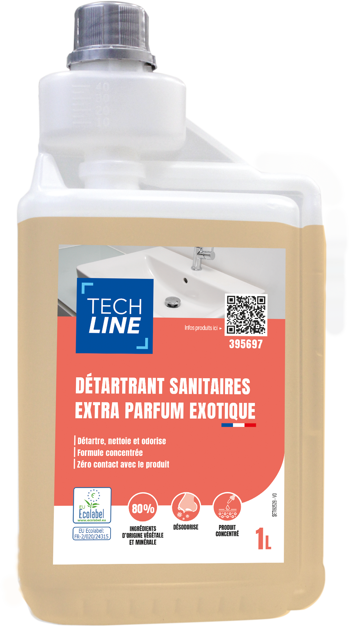 DETARTRANT SANITAIRES EXTRA TECHLINE ECOLABEL DOSEUR 1L