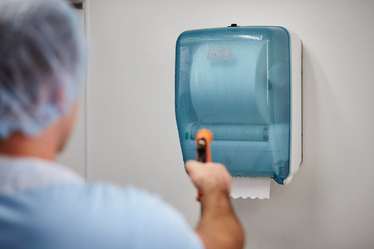 DISTRIBUTEUR D’ESSUIE-MAINS ROULEAUX TORK® W6 BLANC & BLEU