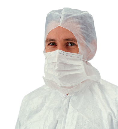 HEAUME POLYPROPYLÈNE ÉLASTIQUE ET MASQUE INTÉGRÉ BLANC X50