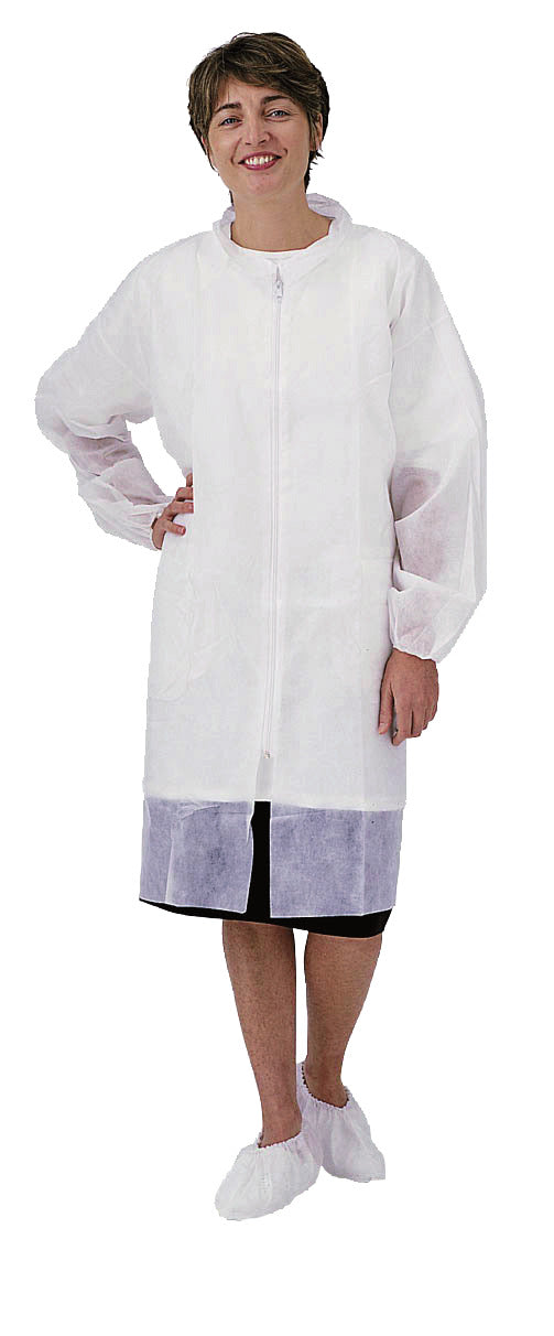 BLOUSE ZIP BLANC SANS POCHES POLYPROPYLÈNE 40G TAILLE XXL X50