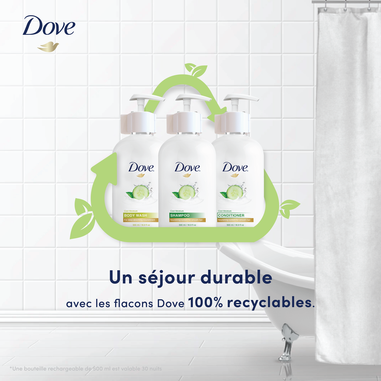 SHAMPOING CONCOMBRE DOVE 500ML FLACON X24