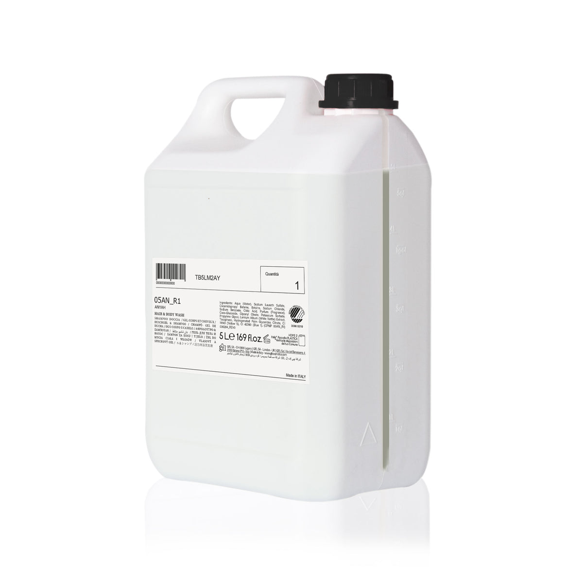 GEL CORPS & CHEVEUX ANYAH RECHARGE BIDON 5L