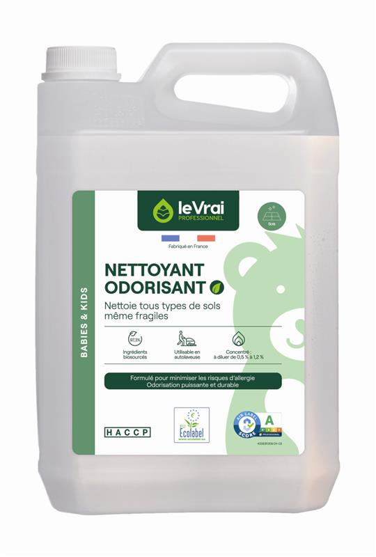 NETTOYANT ODORISANT CONCENTRE SOLS BABIES & KIDS LE VRAI PROFESSIONNEL ECOLABEL 5L