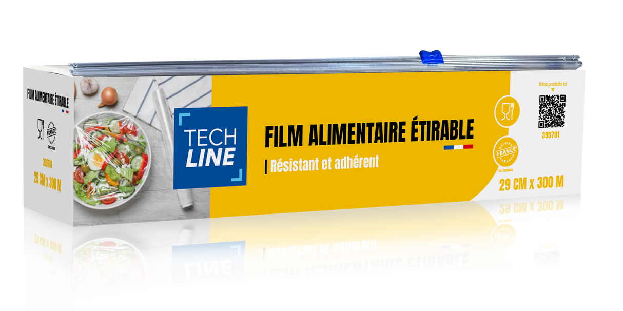 FILM ALIMENTAIRE TECHLINE EN BOÎTE DISTRIBUTRICE 29CM X300M