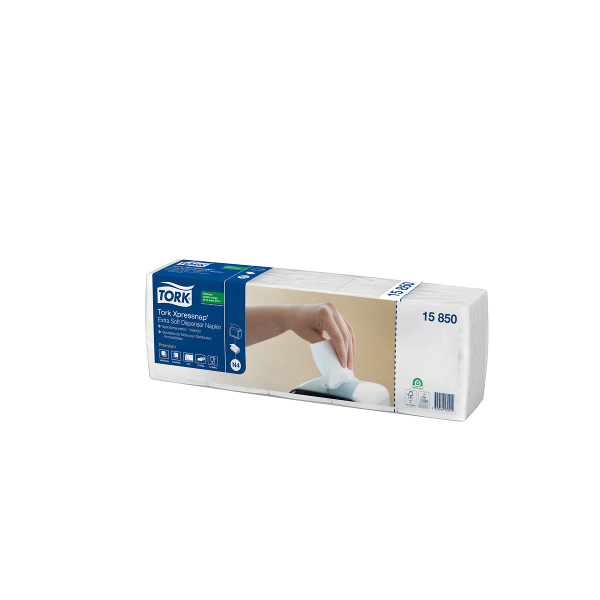 SERVIETTE POUR DISTRIBUTEUR 21.3X33CM TORK® XPRESSNAP® N4 2 PLIS BLANC X4000