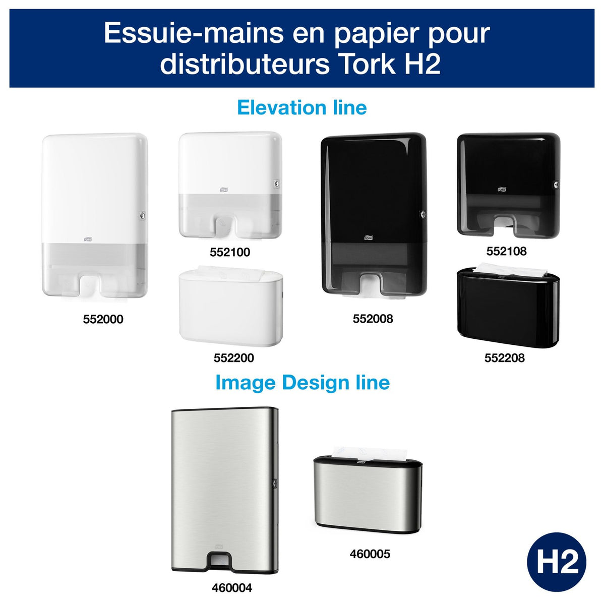 ESSUIE-MAINS PLIÉS EN M TORK® PREMIUM H2 BLANC 34X21.2CM 110 FORMATS 2 PLIS ECOLABEL X21