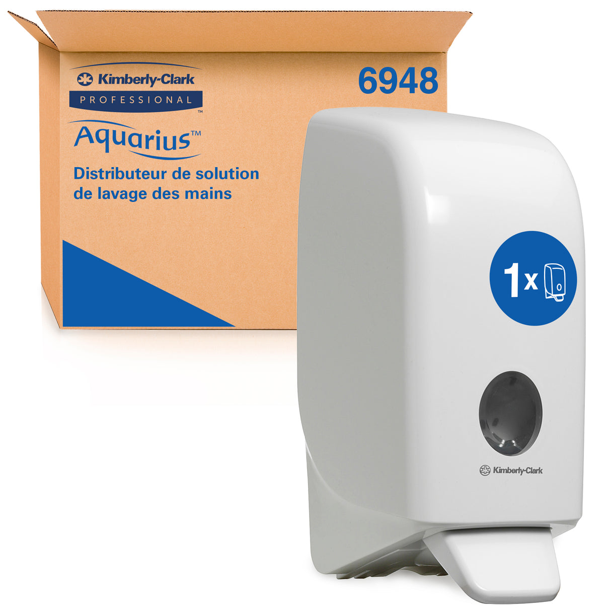DISTRIBUTEUR MANUEL CRÈME MOUSSE GEL HYDROALCOOLIQUE AQUARIUS BLANC 1L