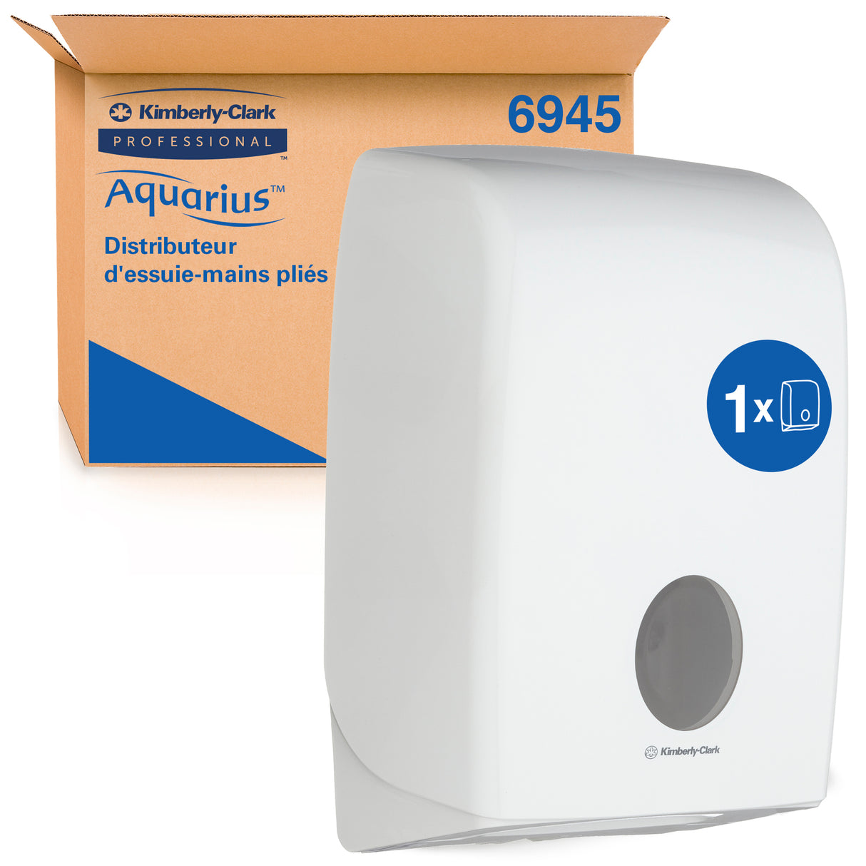 DISTRIBUTEUR D’ESSUIE-MAINS PLIÉS AQUARIUS BLANC