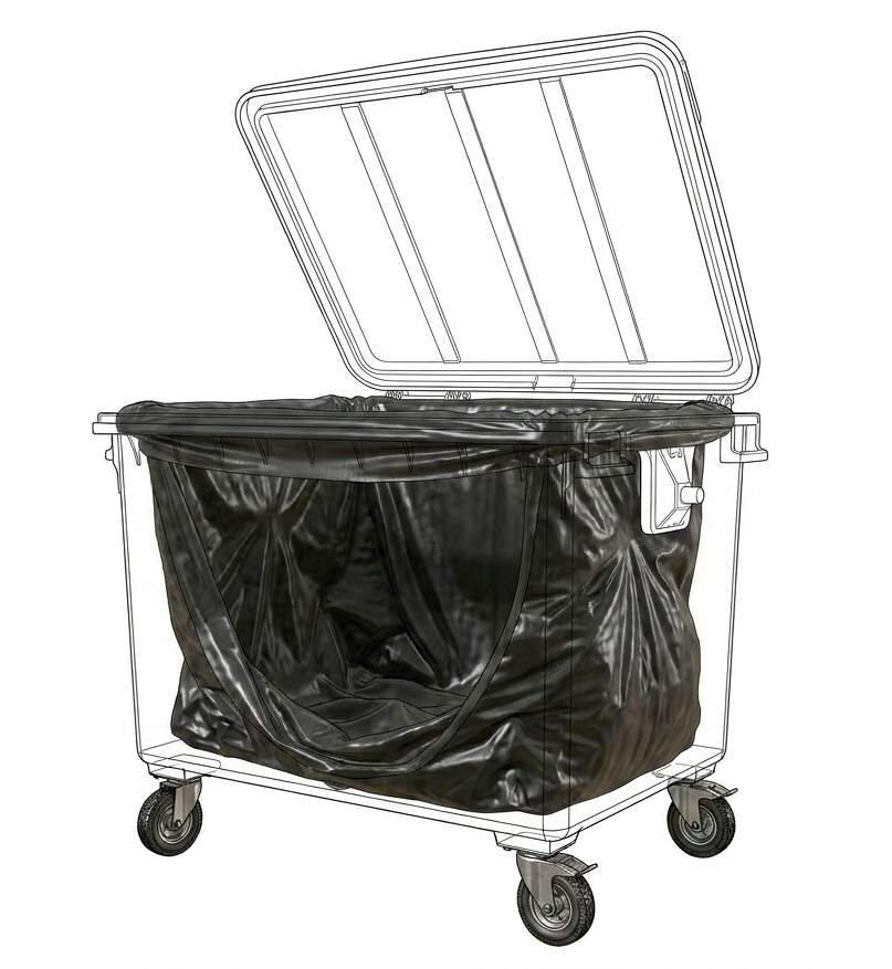 HOUSSE CONTENEUR 750L BASSE DENSITE DECHETS LOURDS NOIR X25