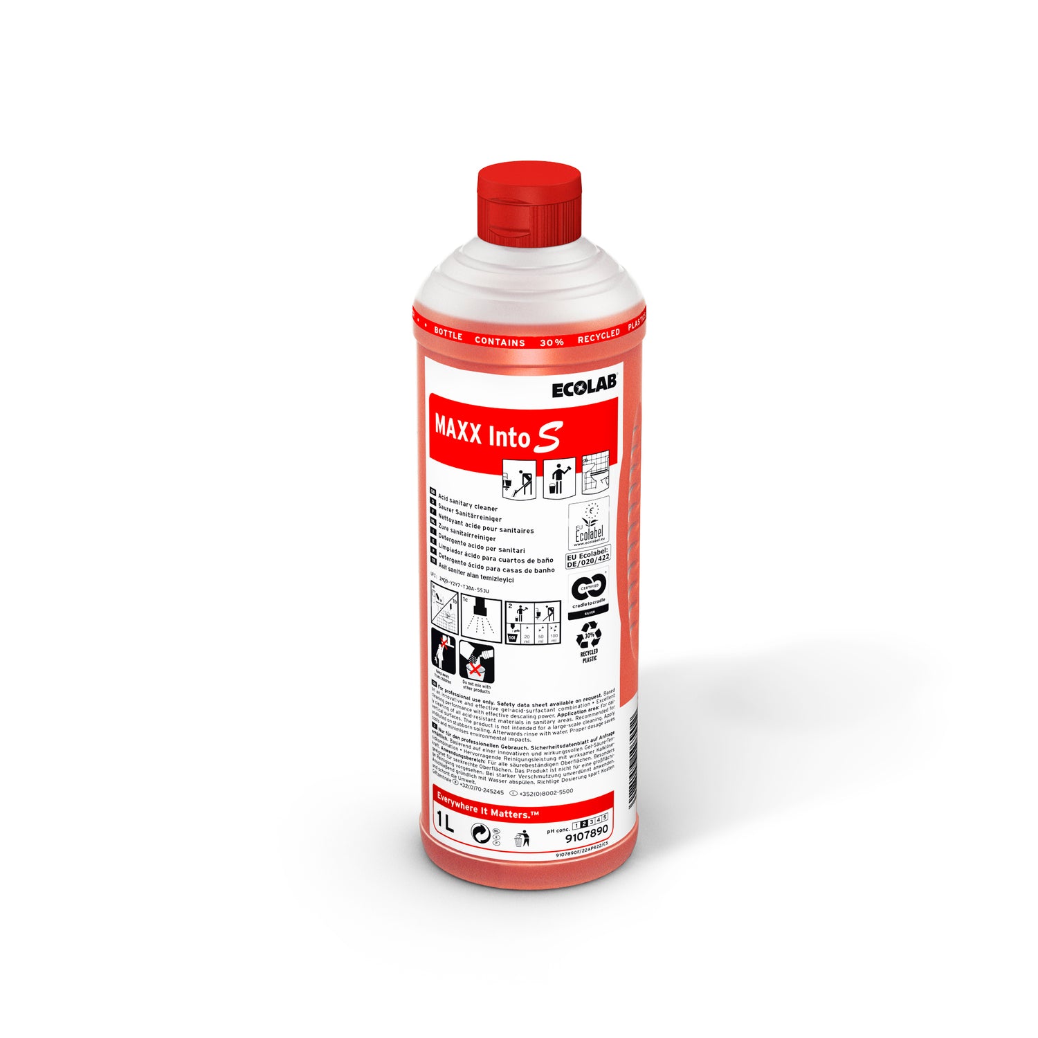 NETTOYANT QUOTIDIEN SANITAIRES ECOLAB MAXX INTO S ECOLABEL 1L