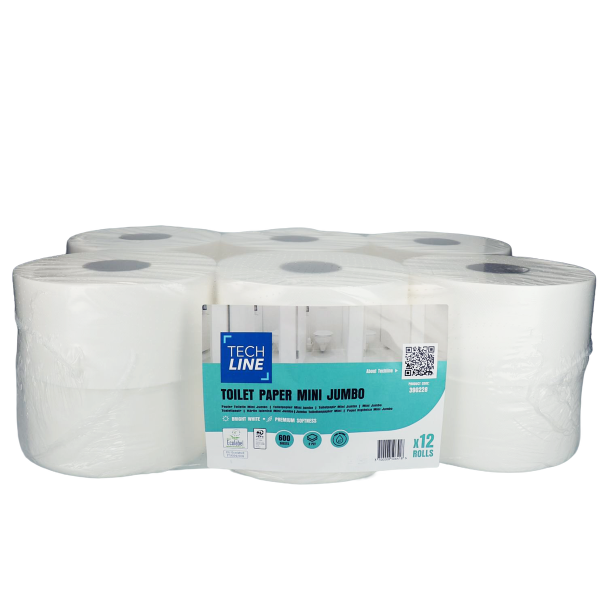 PAPIER TOILETTE JUMBO TECHLINE BLANC 180M 2 PLIS ECOLABEL X12