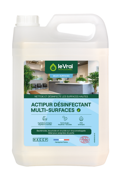 DETERGENT DESINFECTANT MULTI SURFACES ACTIPUR LE VRAI PROFESSIONNEL ECOCERT 5L
