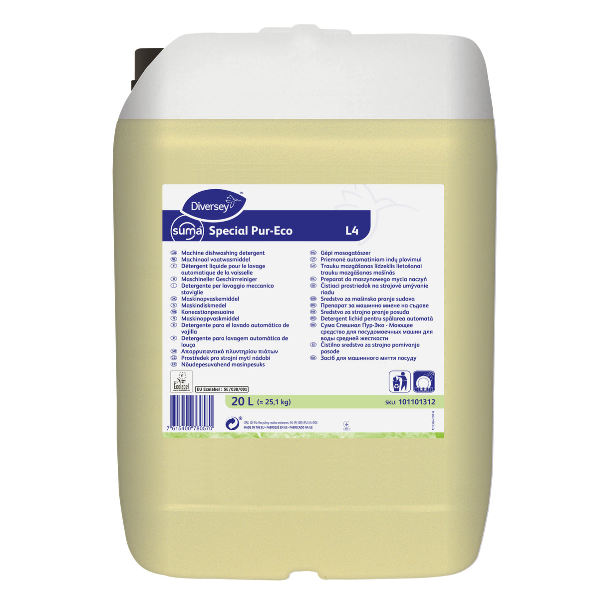 DETERGENT LIQUIDE VAISSELLE EAU DURE SUMA SPECIAL PURECO ECOLABEL EU 20L