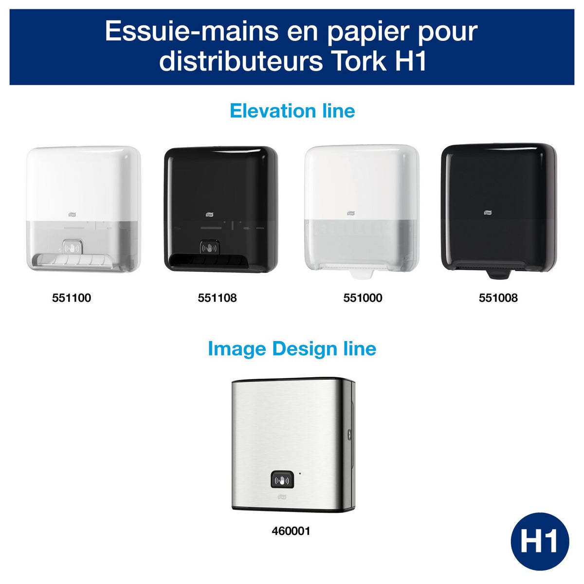 ESSUIE-MAINS ROULEAU TORK MATIC® ADVANCED H1 BLANC 150M 2 PLIS ECOLABEL X6