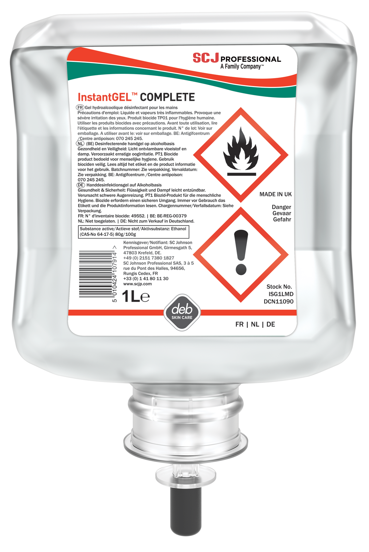 GEL HYDROALCOOLIQUE INSTANTGEL® COMPLETE CARTOUCHE 1LX6