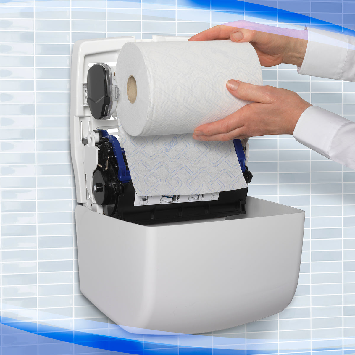 DISTRIBUTEUR D’ESSUIE-MAINS ROULEAUX AQUARIUS SLIMROLL BLANC PBS