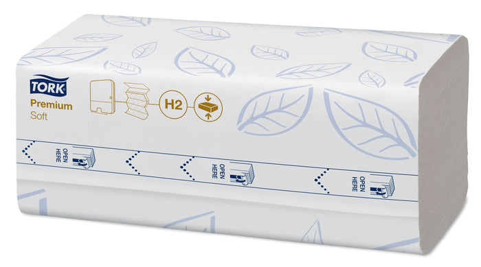 ESSUIE-MAINS COMPRESSÉS PLIÉS EN M TORK XPRESS® H2 PREMIUM BLANC 32X21,2CM 170 FORMATS 2 PLIS ECOLABEL X12