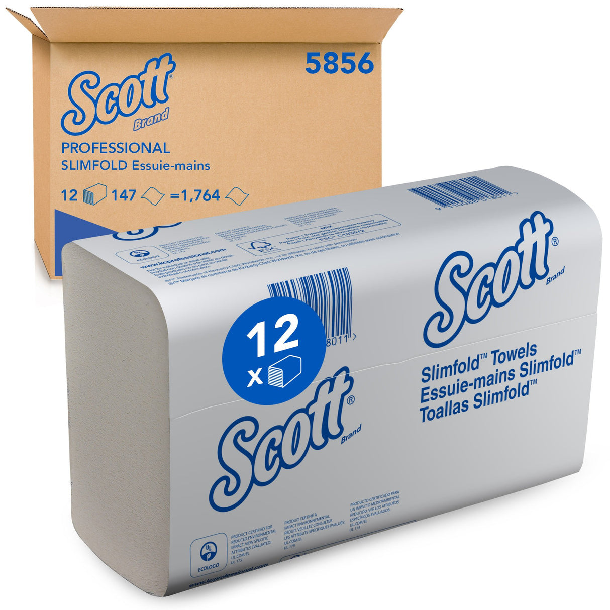 ESSUIE-MAINS PLIÉS EN Z SCOTT® SLIMFOLD BLANC 19X29.5CM 147 FORMATS 1 PLI X12