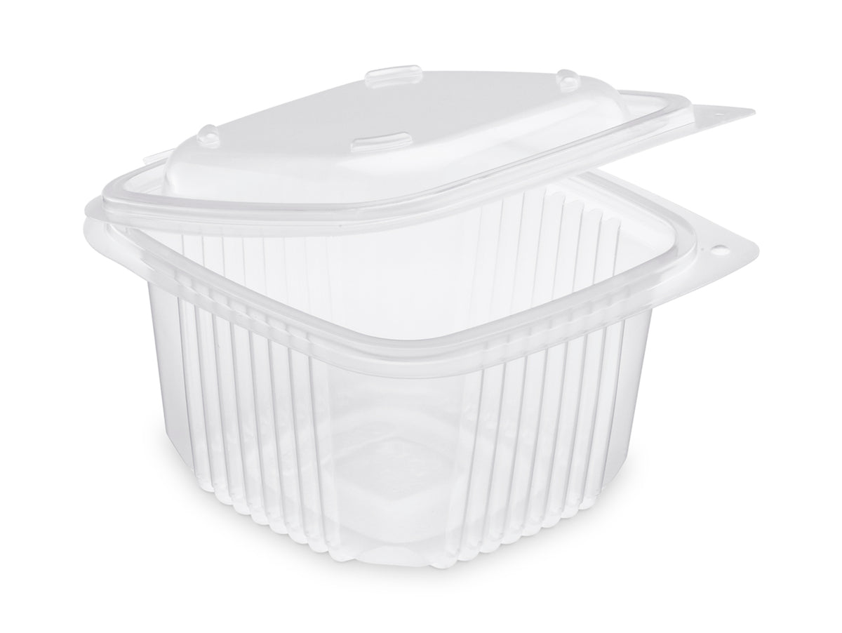 BOÎTE À COUVERCLE CHARNIÈRE PLASTIQUE POLYPROPYLÈNE 375ML TRANSPARENT X900