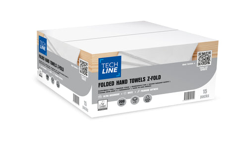 ESSUIE-MAINS PLIÉS EN Z TECHLINE BLANC 20X24CM 200 FORMATS 2 PLIS ECOLABEL X15
