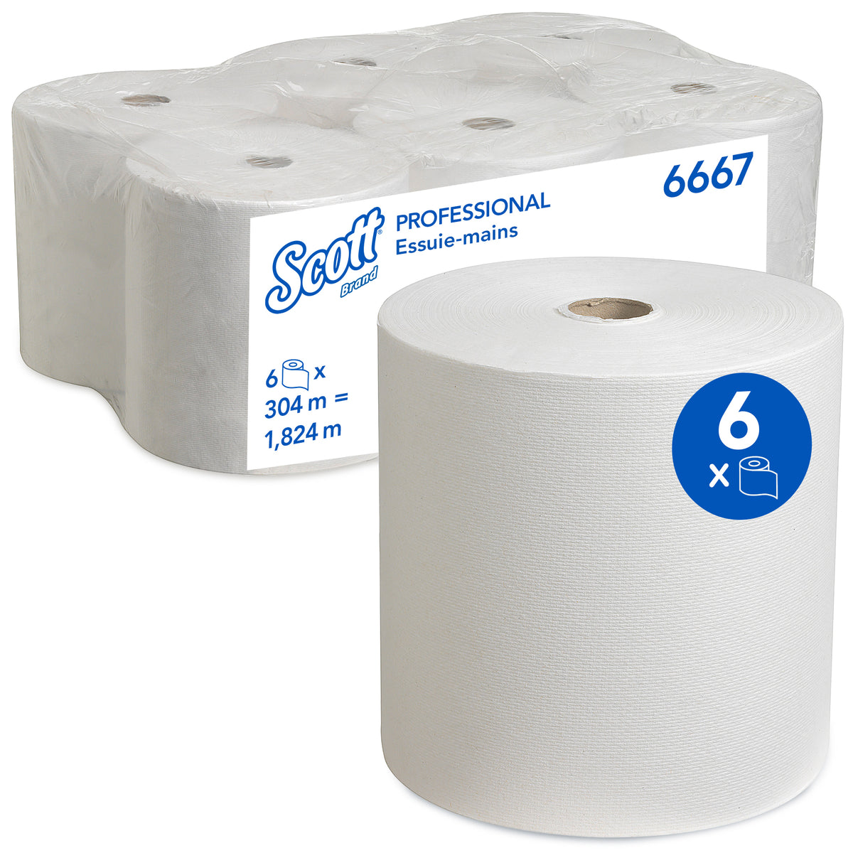 ESSUIE-MAINS ROULEAU SCOTT® BLANC AIRFLEX 1 PLI 304M ECOLABEL X6