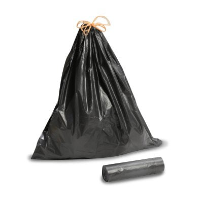 SAC POUBELLE 100L BASSE DENSITE DECHETS LEGERS LIEN COULISSANT NOIR X200