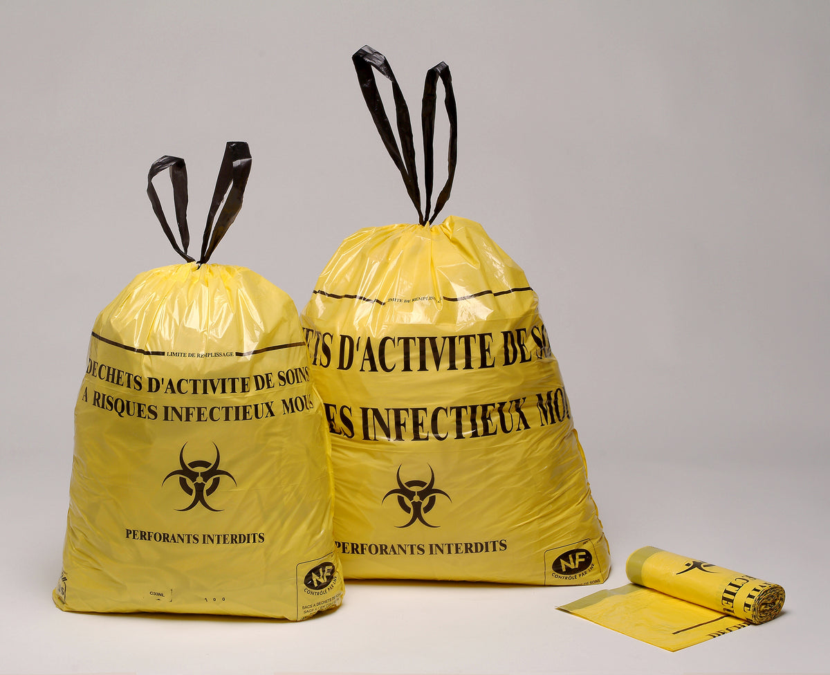 SAC POUBELLE DASRI 15L DECHETS LEGERS LIEN COULISSANT X500