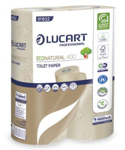 PAPIER TOILETTE PETIT ROULEAU ECONATURAL NATUREL 400 FORMATS 2 PLIS ECOLABEL X30