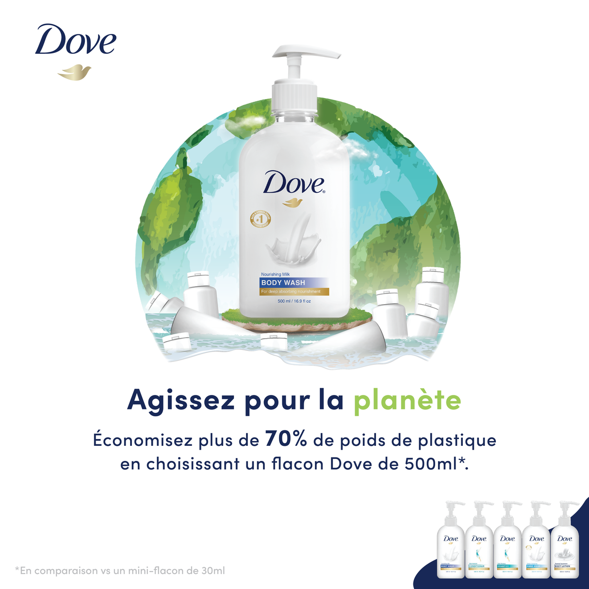 GEL DOUCHE CLASSIQUE DOVE 500ML FLACON X24