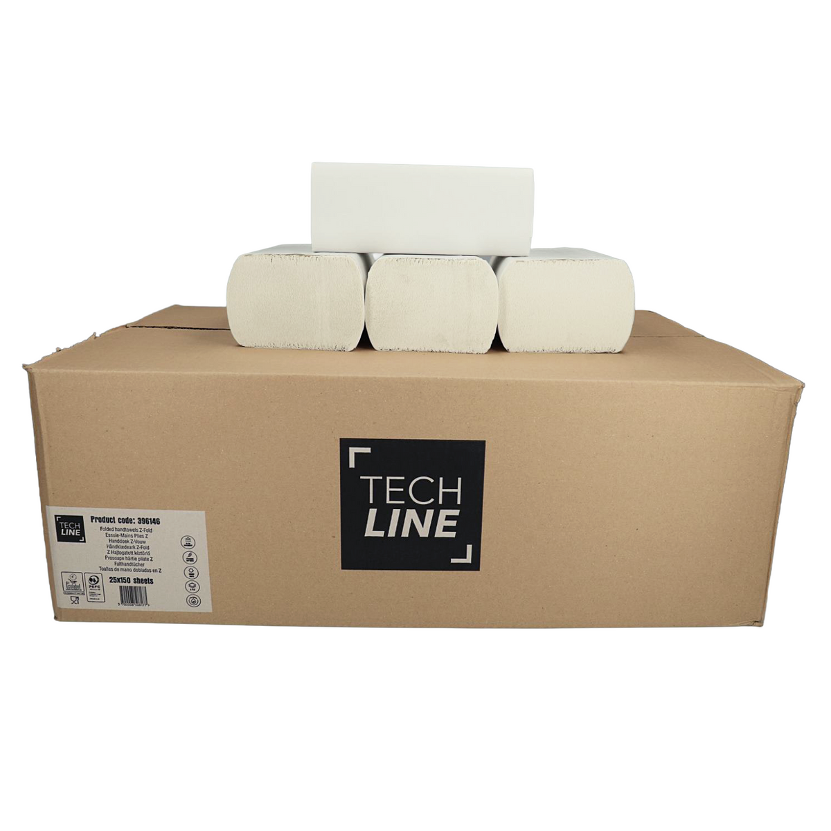 ESSUIE-MAINS PLIÉS EN Z TECHLINE BLANC 20.6X24CM 150 FORMATS 2 PLIS ECOLABEL X25